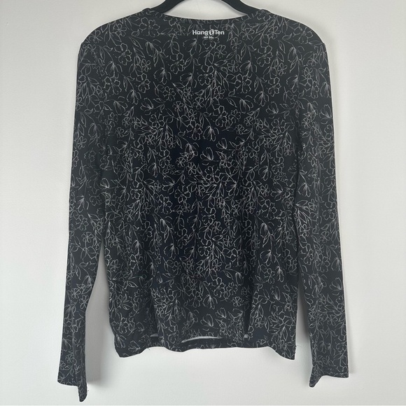 Hang Ten Women's Swim Shirt Size Small Black UV Protection UPF 50+ Floral - Picture 2 of 7